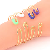 Enamel Pin Bracelet 18K Plated Bangles for Women
