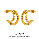 Delicate Zircon Pearl Double Layer Small Earrings