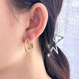 Delicate Zircon Pearl Double Layer Small Earrings