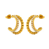 Delicate Zircon Pearl Double Layer Small Earrings