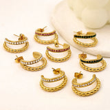 Delicate Zircon Pearl Double Layer Small Earrings