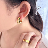 Delicate Zircon Pearl Double Layer Small Earrings