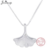 925 Silver Necklace Vintage Gingko Leaf Pendant Chain