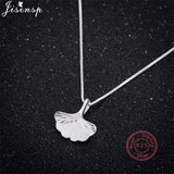925 Silver Necklace Vintage Gingko Leaf Pendant Chain