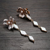 Delicate Flower & Leaves Bridal Earring Pendant Set