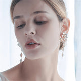 Delicate Flower & Leaves Bridal Earring Pendant Set