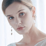 Delicate Flower & Leaves Bridal Earring Pendant Set