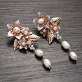 Delicate Flower & Leaves Bridal Earring Pendant Set