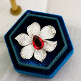 Zircon Flower Brooch Pin for Women Wedding Jewelry Gift