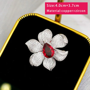 Zircon Flower Brooch Pin for Women Wedding Jewelry Gift