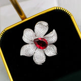Zircon Flower Brooch Pin for Women Wedding Jewelry Gift