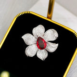Zircon Flower Brooch Pin for Women Wedding Jewelry Gift