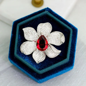 Zircon Flower Brooch Pin for Women Wedding Jewelry Gift
