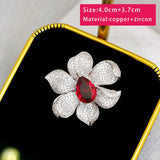Zircon Flower Brooch Pin for Women Wedding Jewelry Gift
