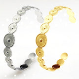 Flower Stainless Steel Couple Bangle Cuff Bracelets Adjustable