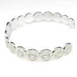 Flower Stainless Steel Couple Bangle Cuff Bracelets Adjustable