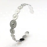 Flower Stainless Steel Couple Bangle Cuff Bracelets Adjustable