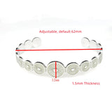 Flower Stainless Steel Couple Bangle Cuff Bracelets Adjustable