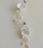 Freshwater Pearls Bridal Earrings Floral Wedding Drop Earring