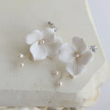 Freshwater Pearls Bridal Earrings Floral Wedding Drop Earring