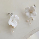 Freshwater Pearls Bridal Earrings Floral Wedding Drop Earring