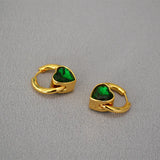 Gold-plated Red Green Love Hoop Earrings