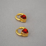 Gold-plated Red Green Love Hoop Earrings