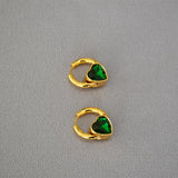 Gold-plated Red Green Love Hoop Earrings
