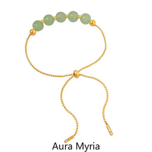 Green Stone Charm Bracelet for Women Stainless Steel Jewelry