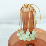 Green Stone Charm Bracelet for Women Stainless Steel Jewelry
