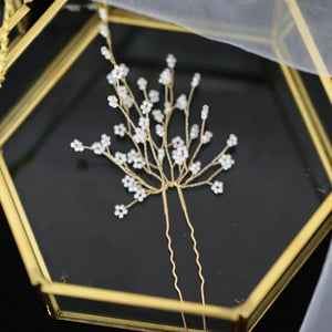 Delicate Hand Beads Hair Sticks Flowers Hairpin Bridal Wedding Hair Accessories