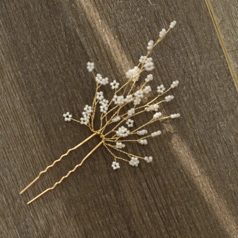 Delicate Hand Beads Hair Sticks Flowers Hairpin Bridal Wedding Hair Accessories