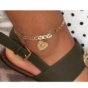 Heart Initials Anklets Plated Zircon Letter Beach Boho Jewelry