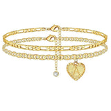 Heart Initials Anklets Plated Zircon Letter Beach Boho Jewelry