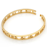 Delicate Hollow Roman Numeral Bracelets Titanium Steel Bangle Fine Jewelry Women
