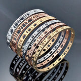 Delicate Hollow Roman Numeral Bracelets Titanium Steel Bangle Fine Jewelry Women