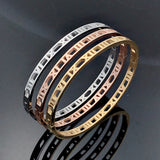 Delicate Hollow Roman Numeral Bracelets Titanium Steel Bangle Fine Jewelry Women