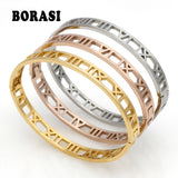 Delicate Hollow Roman Numeral Bracelets Titanium Steel Bangle Fine Jewelry Women