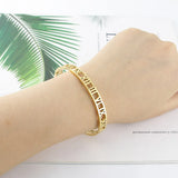 Hollow Roman Numeral Titanium Steel Bangle for Women