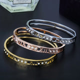 Delicate Roman Numeral Crystals Bracelet Titanium Steel Bangle
