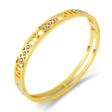 Delicate Roman Numeral Crystals Bracelet Titanium Steel Bangle