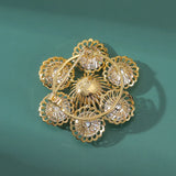 Zircon Flower Brooch Freshwater Pearl Floral Corsage Suit Pin Women Accessories
