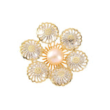Zircon Flower Brooch Freshwater Pearl Floral Corsage Suit Pin Women Accessories
