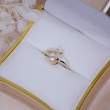 Adjustable Pink Freshwater Pearl Ring with Cubic Zircon Flower