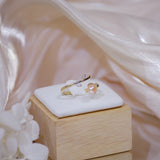 Adjustable Pink Freshwater Pearl Ring with Cubic Zircon Flower