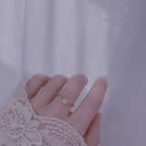 Adjustable Pink Freshwater Pearl Ring with Cubic Zircon Flower