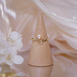 Adjustable Pink Freshwater Pearl Ring with Cubic Zircon Flower