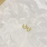 Delicate 14K Plated U Zircon Stud Earrings for Women