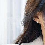 Delicate 14K Plated U Zircon Stud Earrings for Women