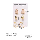 Delicate Enamel Stud Earrings Set - Green Pink - Golden Jewelry for Women